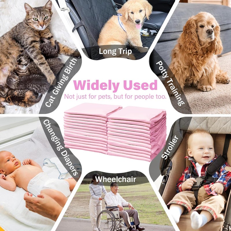 FORYEE Disposable Changing Pad Liners for Baby 17 x 13 Inches (50 Pack) Absorbent Waterproof Underpads Incontinence Care Soft Non-Woven Fabric Breathable Changing Pad (Cherry Blossom) - Image 5